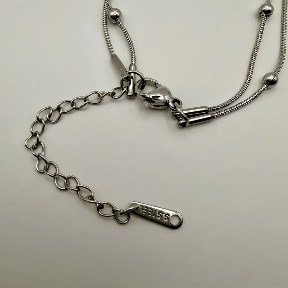 Silver Stainless Steel Layered Pearl Pendant Necklace Dainty Jewelry